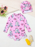 Baby Unicorn Swimming Costume With Cap