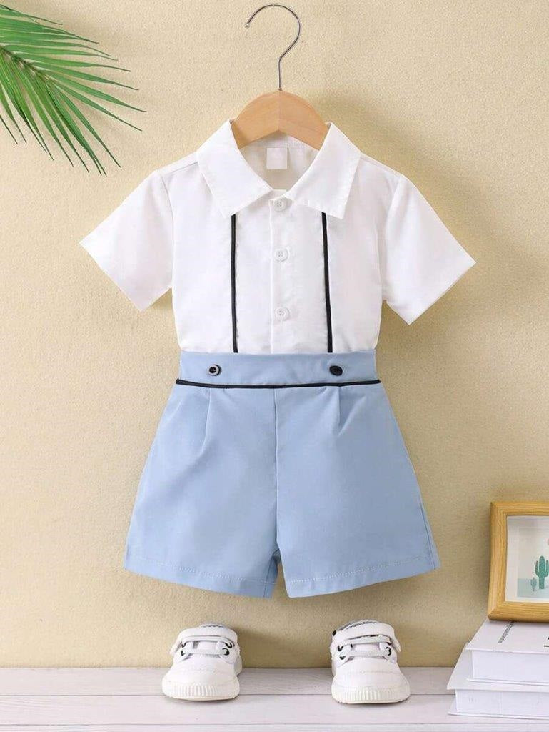 Baby Black Stripe Shirt And Shorts Set