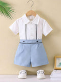 Baby Black Stripe Shirt And Shorts Set