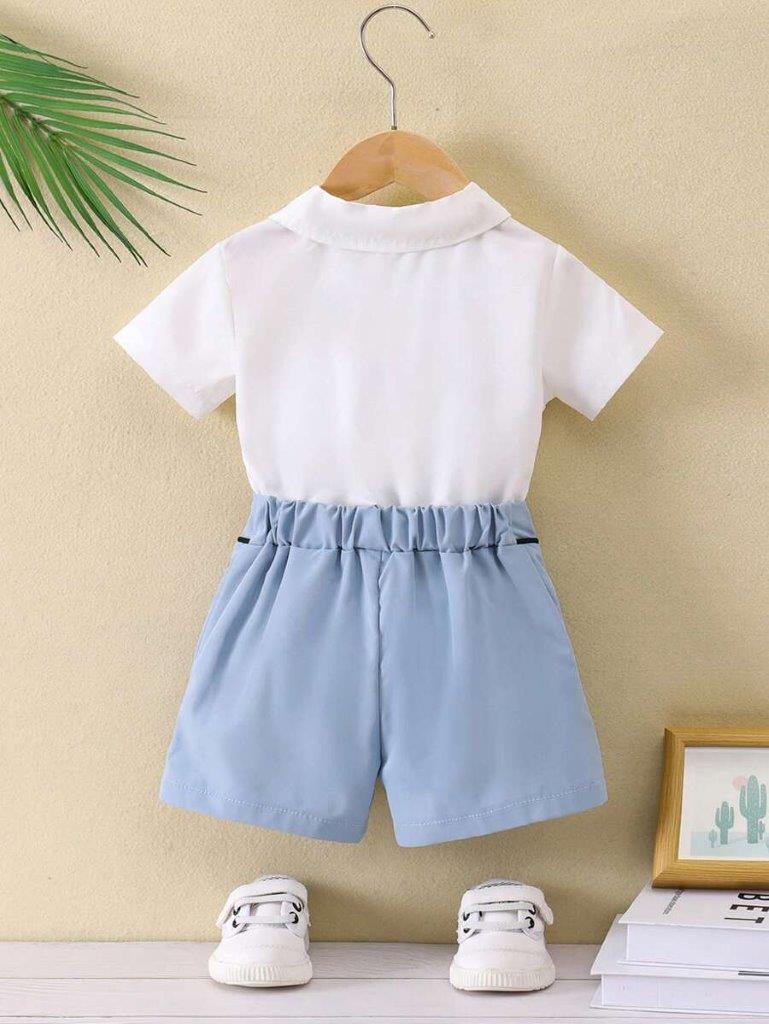Baby Black Stripe Shirt And Shorts Set