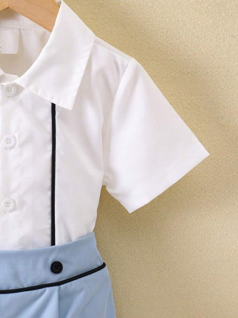 Baby Black Stripe Shirt And Shorts Set