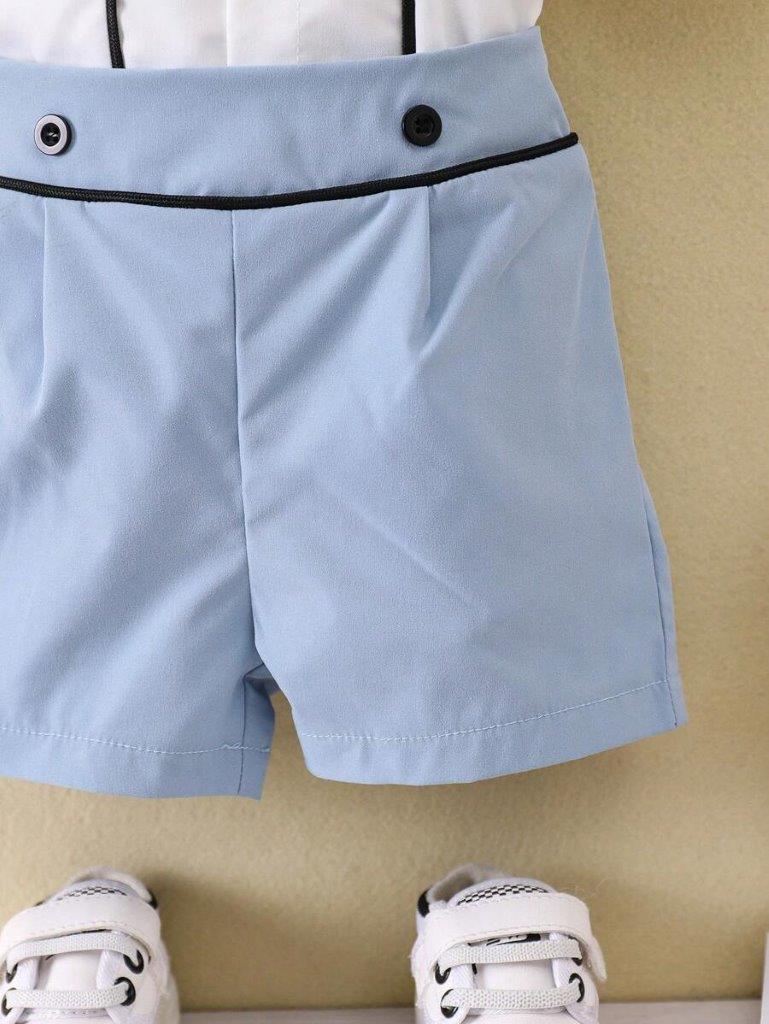 Baby Black Stripe Shirt And Shorts Set