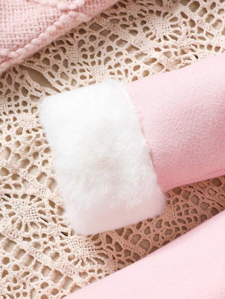 Baby Black Double Bow Fur Collar Coat