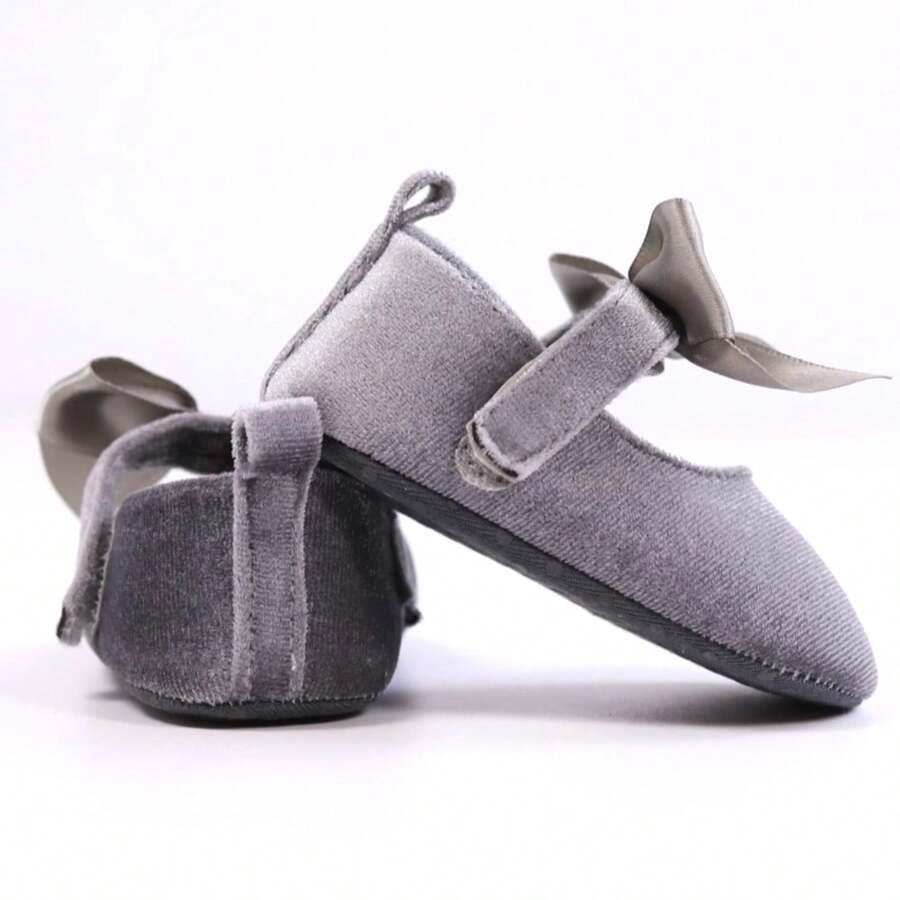 Baby Silk Bow Flats Grey