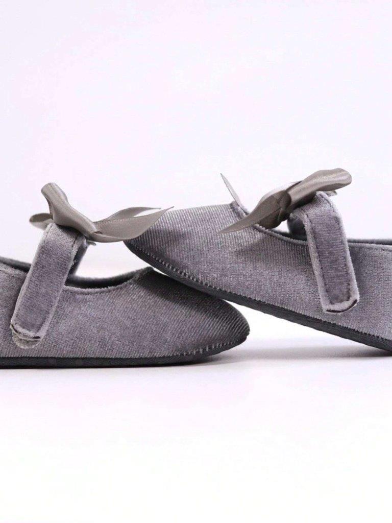 Baby Silk Bow Flats Grey
