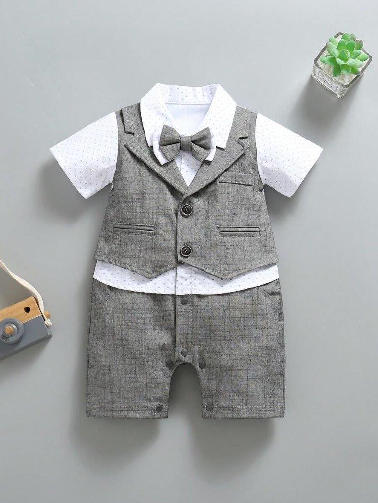 Baby Formal Gentleman Bow Tie Romper