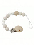 Baby Wooden Pacifier Clip White