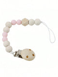 Baby Wooden Pacifier Clip Pink
