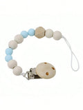 Baby Wooden Pacifier Clip Blue