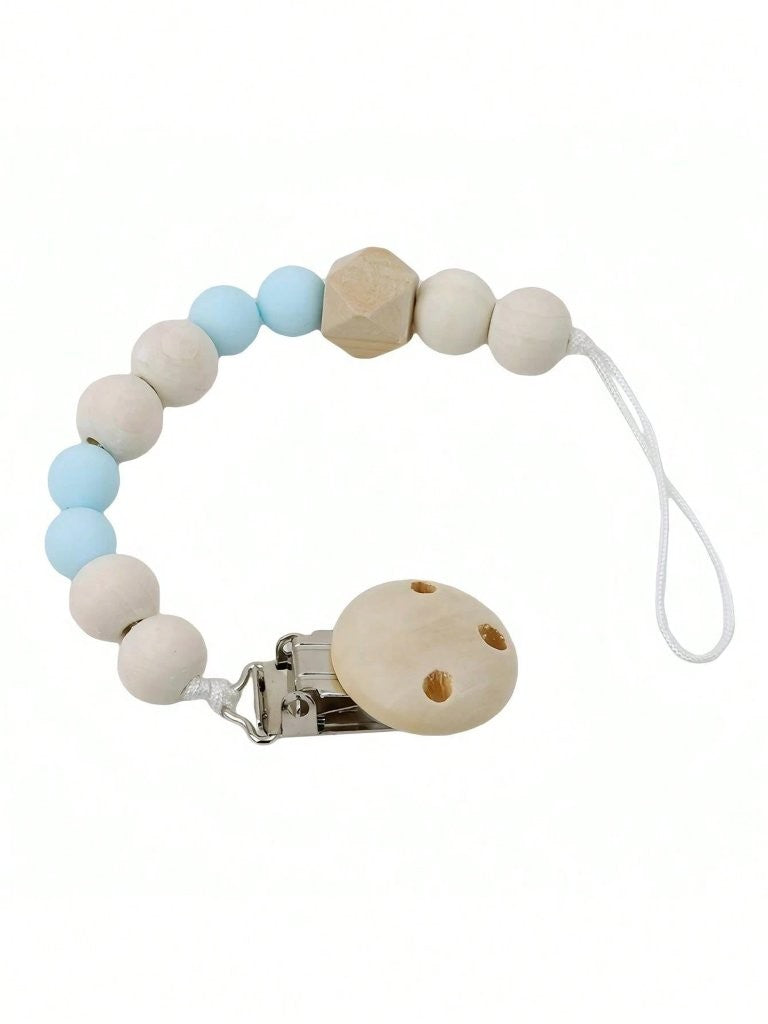 Baby Wooden Pacifier Clip Blue