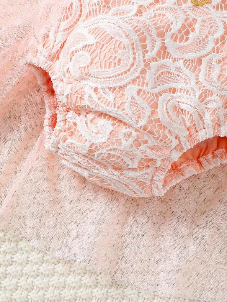 Baby Lace Bow One Year Old Birthday Romper