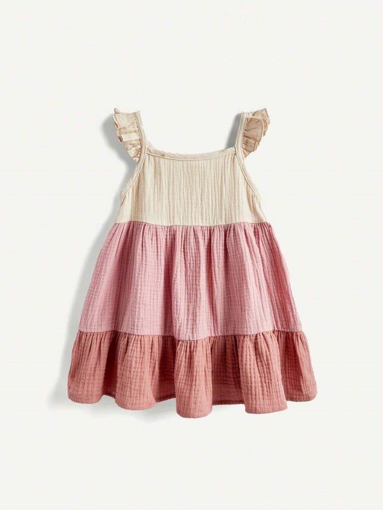 Baby Colour Block Ruffle Sleeve Dress
