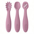 Baby 3 Piece Silicon Spoon Set Rose Red
