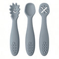 Baby 3 Piece Silicon Spoon Set Grey