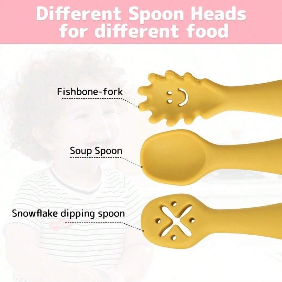 Baby 3 Piece Silicon Spoon Set Yellow