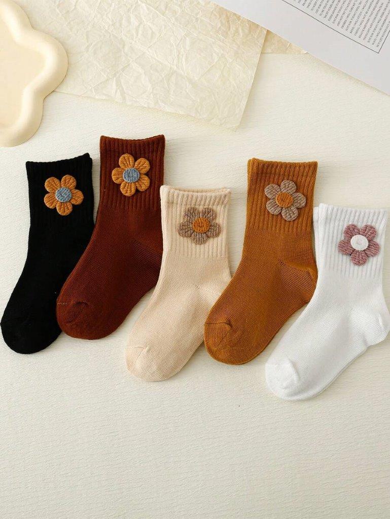 Baby Set of 5 Flower Socks 6-12 Months