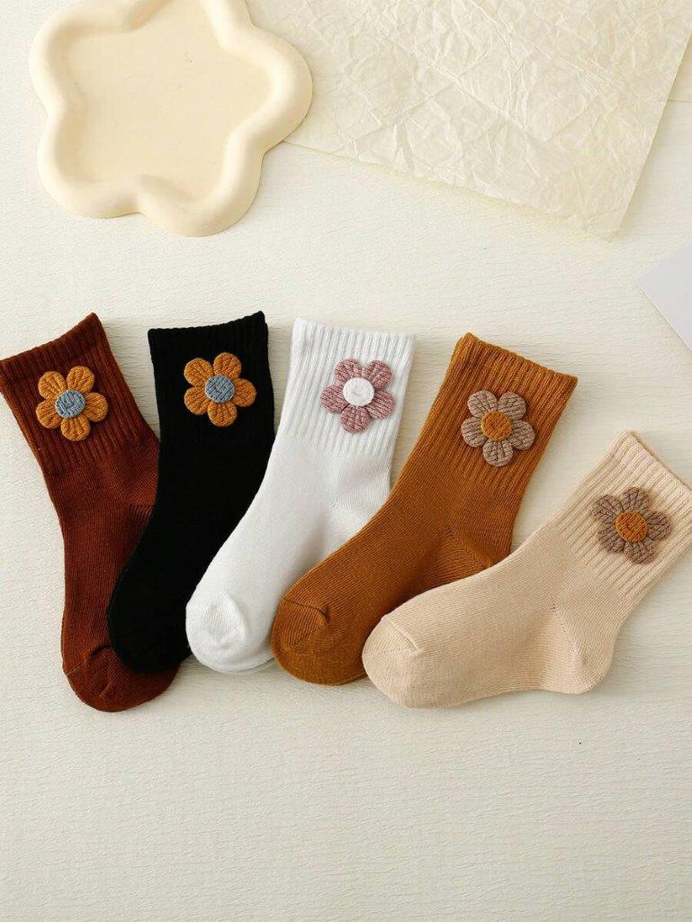 Baby Set of 5 Flower Socks 6-12 Months