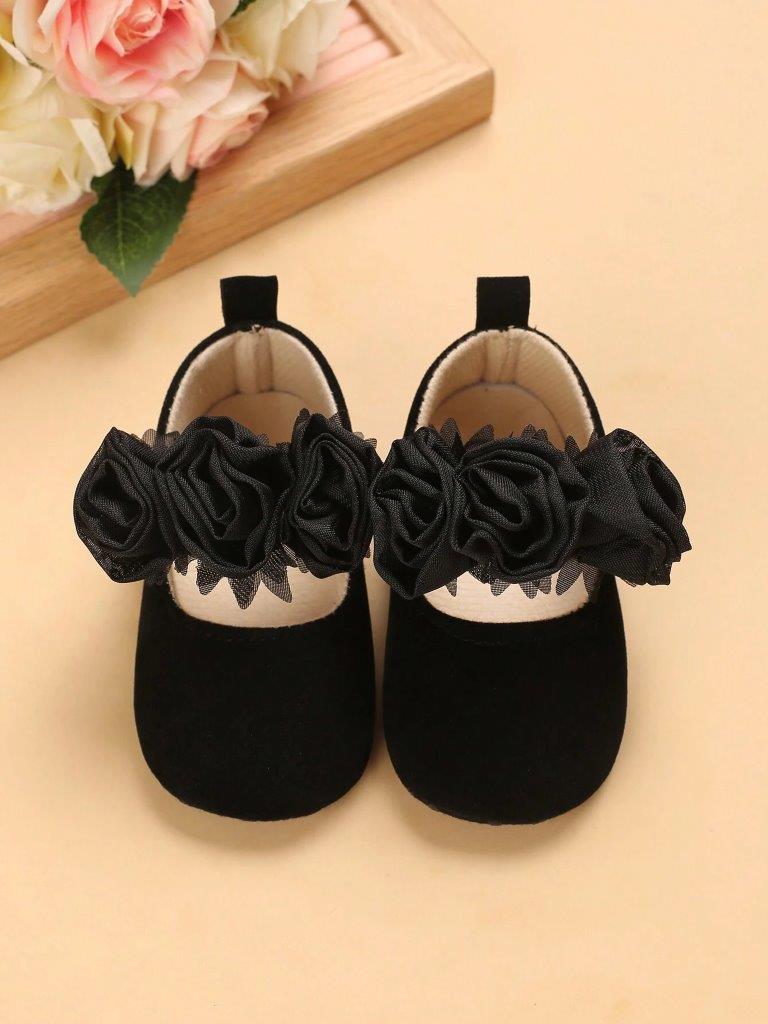 Baby Rose Mary Jane Flats Black