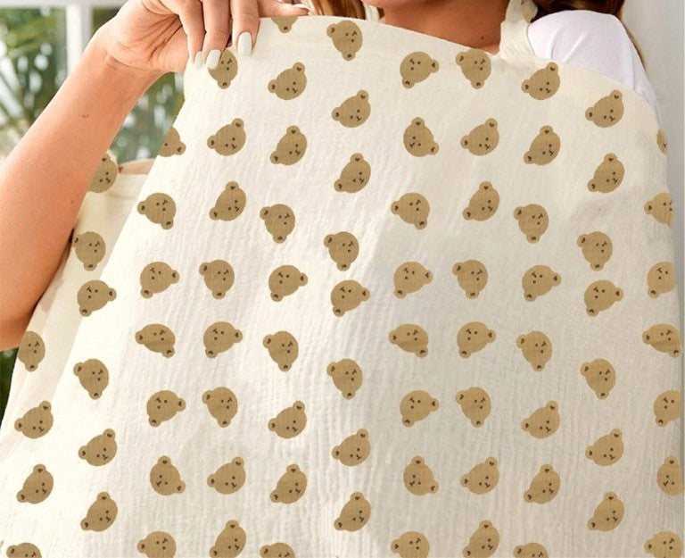 Baby Teddy Print Nursing Cover
