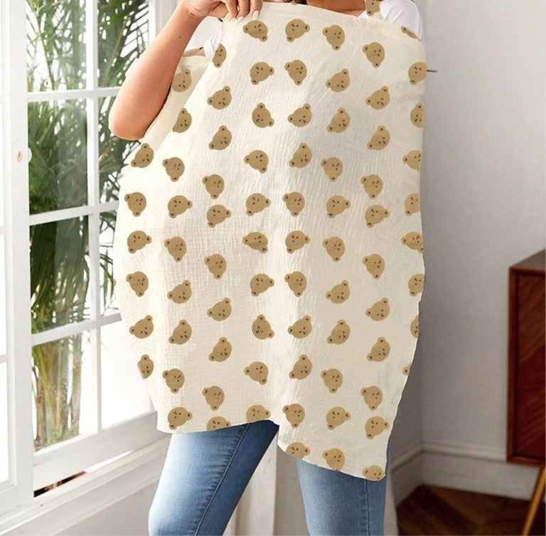 Baby Teddy Print Nursing Cover