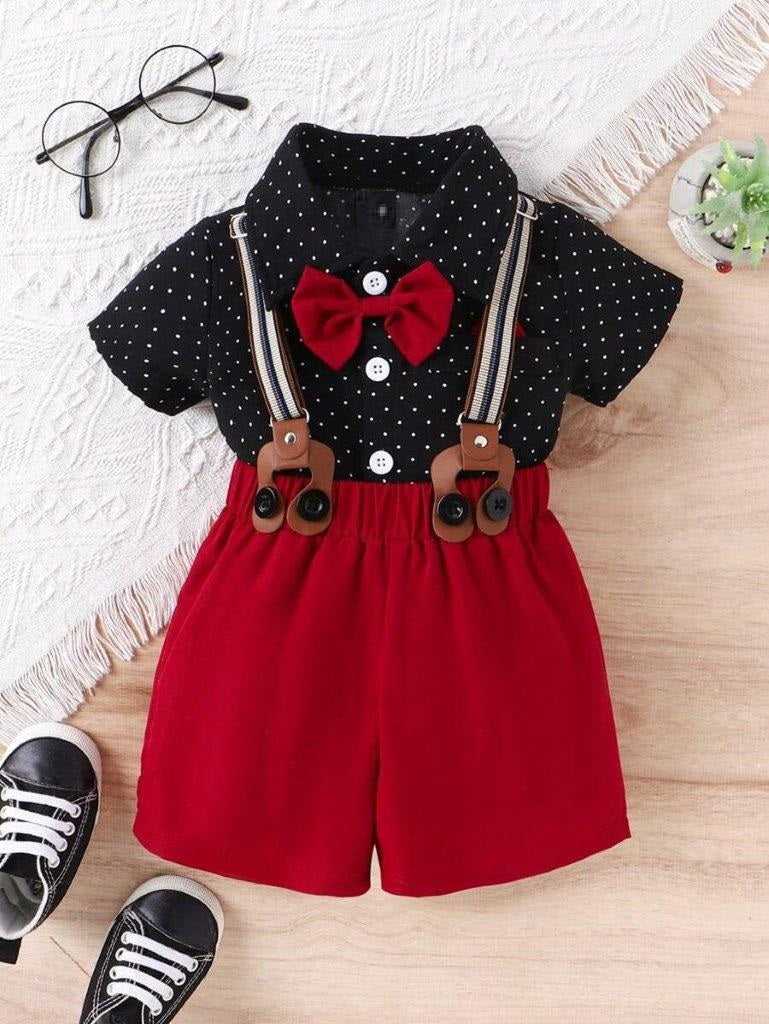 Baby Bow Tie Polka Dot Shirt And Shorts Set