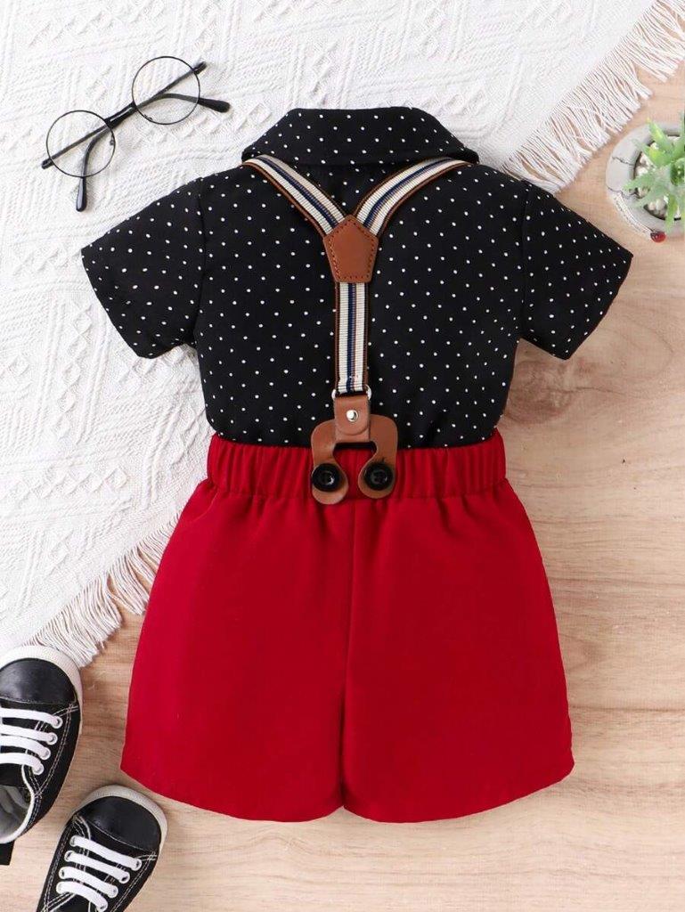 Baby Bow Tie Polka Dot Shirt And Shorts Set