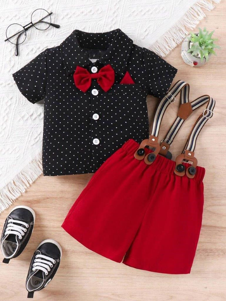 Baby Bow Tie Polka Dot Shirt And Shorts Set