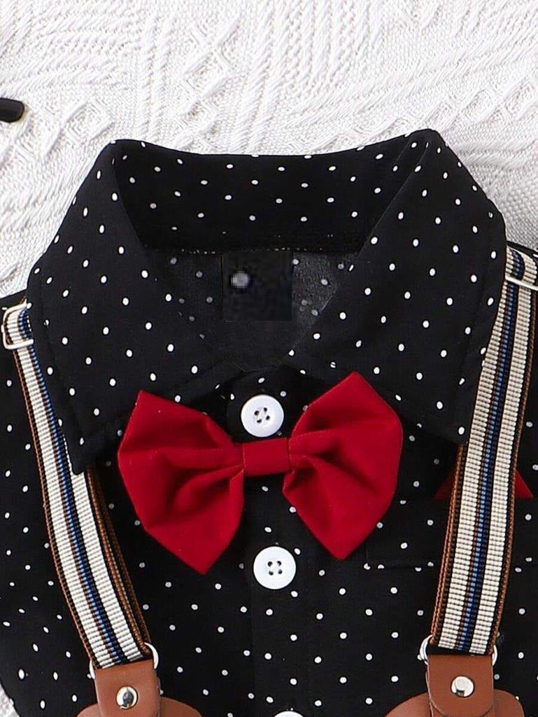 Baby Bow Tie Polka Dot Shirt And Shorts Set