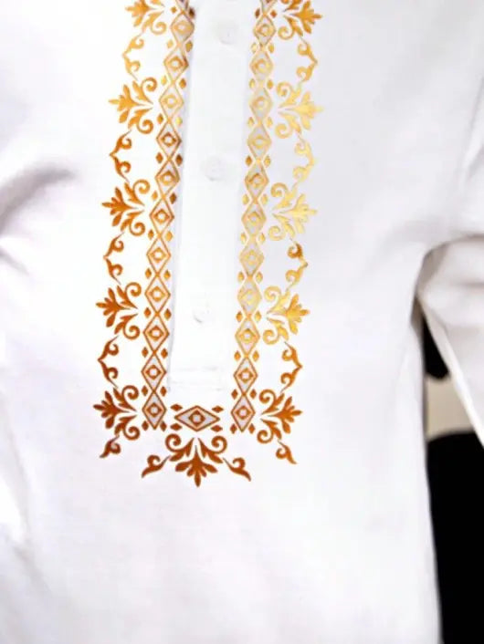 Baby Embroidery Pattern Long Top And Pants Set White