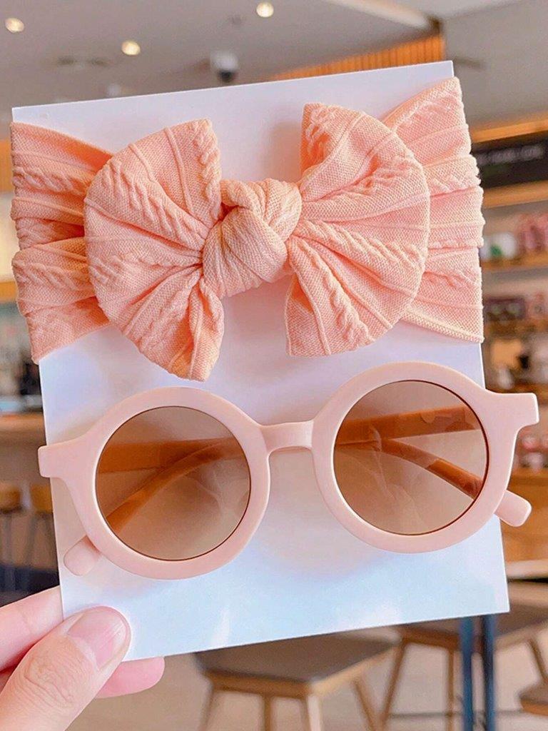Kids Peach Sunglasses With Headband Set
