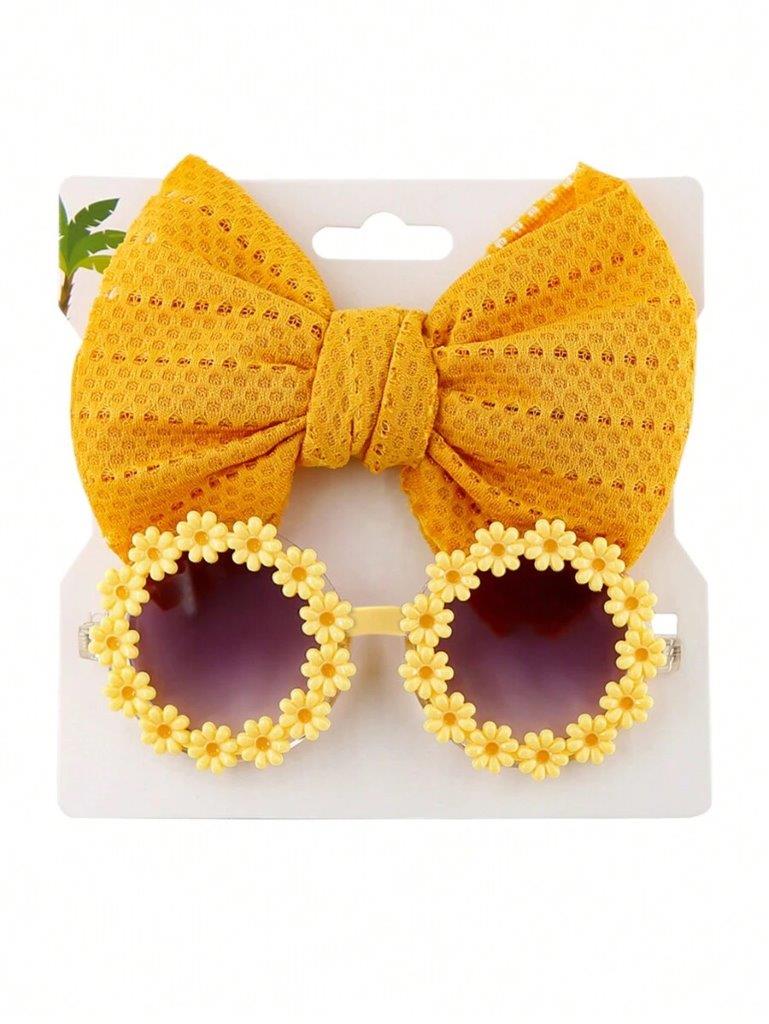Kids Daisy Sunglasses With Headband Set Yellow