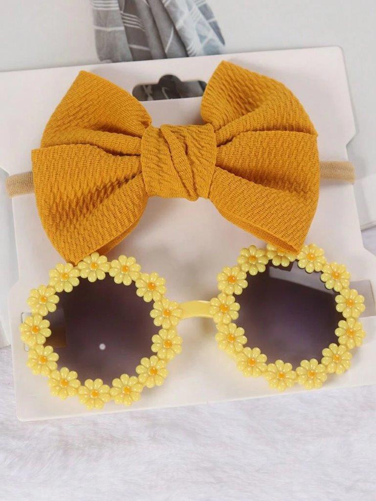 Kids Daisy Sunglasses With Headband Set Yellow