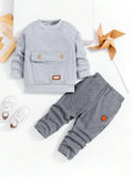 Baby Stylish Pocket Pullover And Pants Set