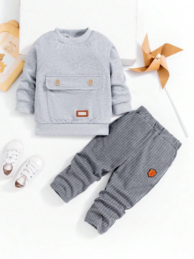 Baby Stylish Pocket Pullover And Pants Set