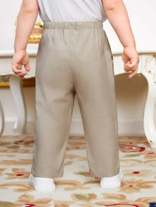 Baby Embroidery Pattern Long Top And Pants Set White