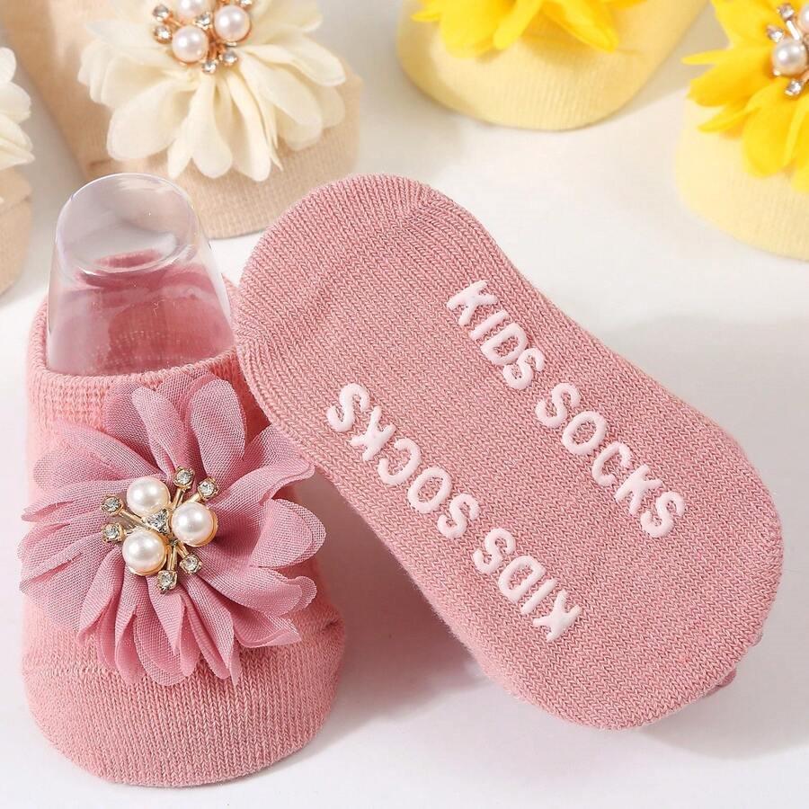 Baby Flower Decor Socks Dusty Pink