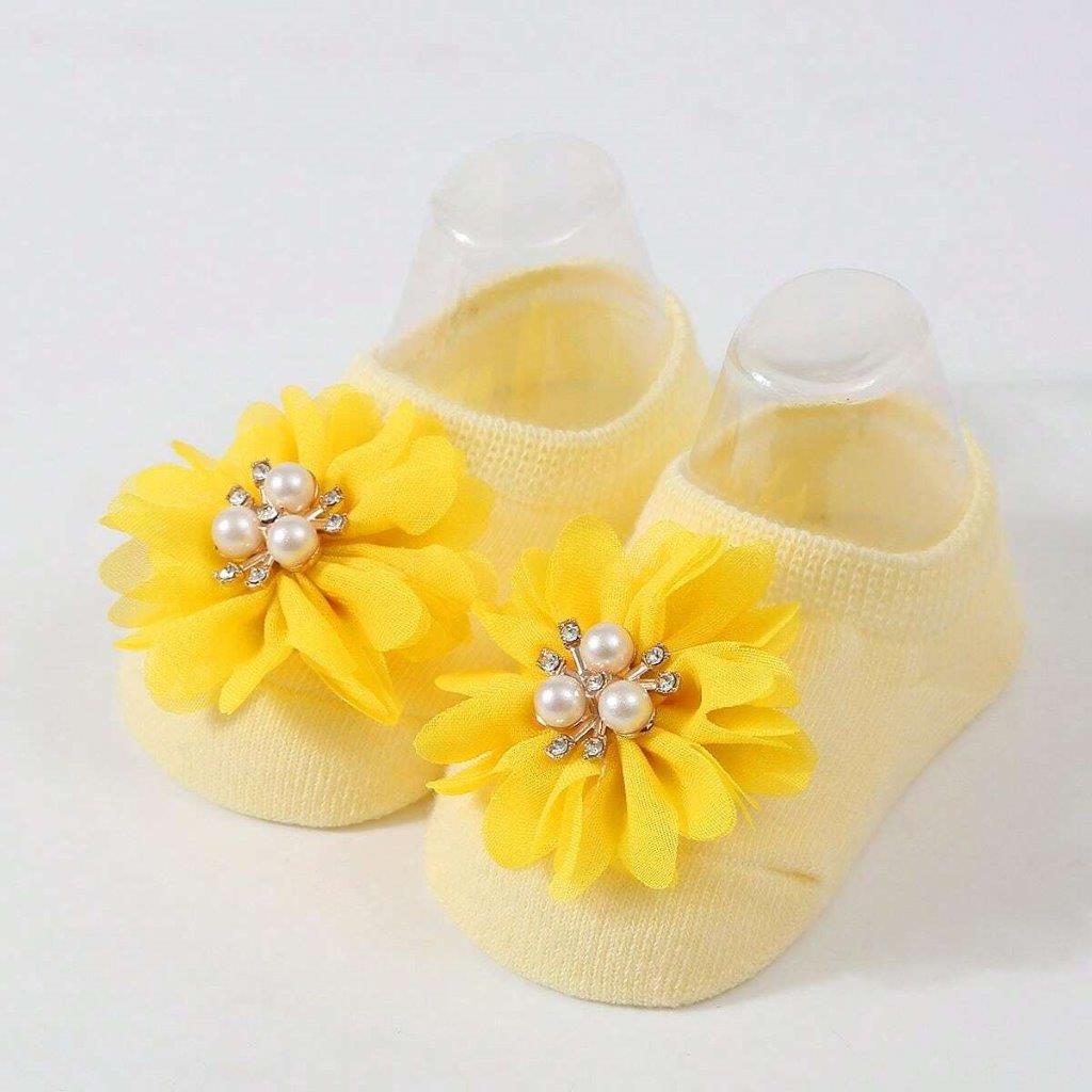 Baby Flower Decor Socks Yellow
