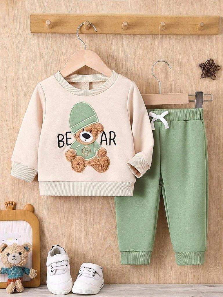 Baby Letter Teddy Pullover And Pants Set