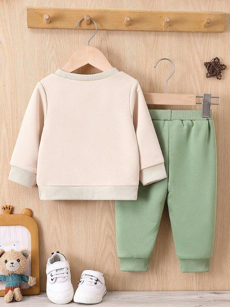 Baby Letter Teddy Pullover And Pants Set