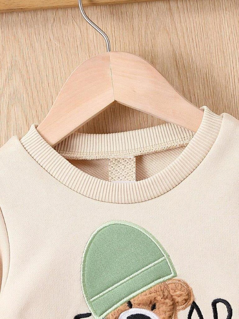 Baby Letter Teddy Pullover And Pants Set