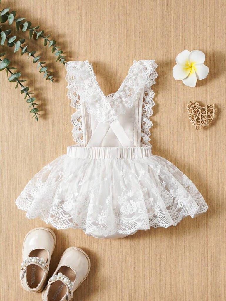 Baby Lace Ruffle Mesh Bodysuit Dress