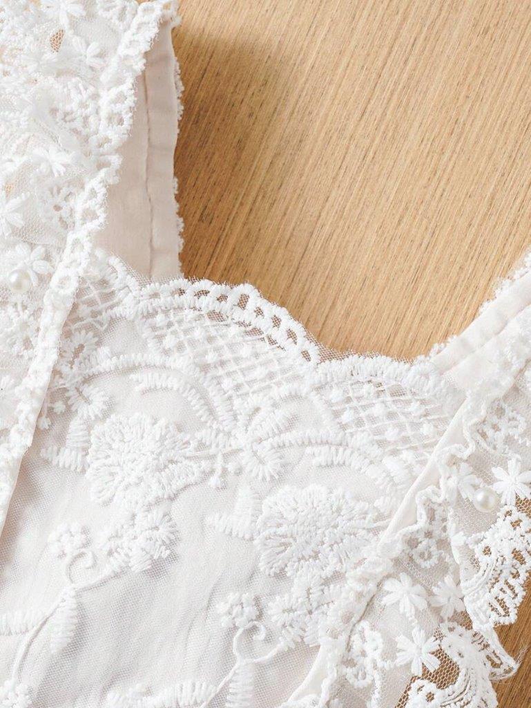 Baby Lace Ruffle Mesh Bodysuit Dress