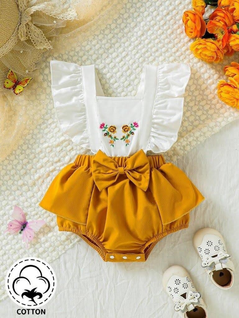 Baby Flora Pattern Front Bow Bodysuit