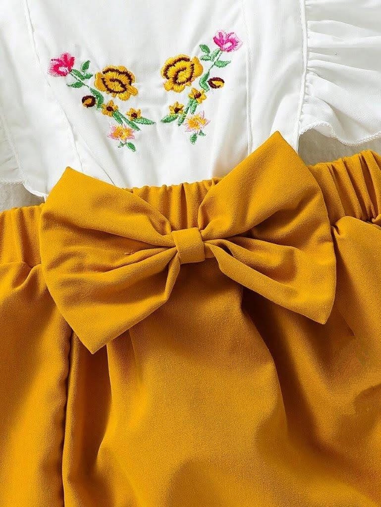 Baby Flora Pattern Front Bow Bodysuit