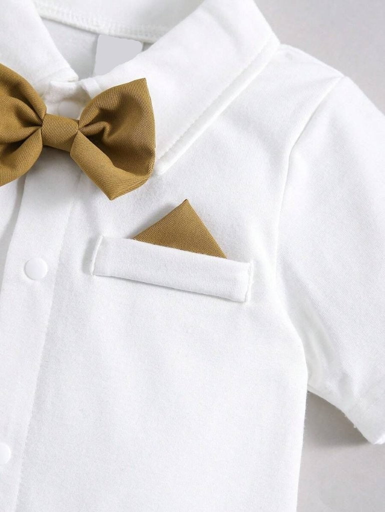 Baby 3 Piece Khaki Hanke Pocket Suspender Outfit