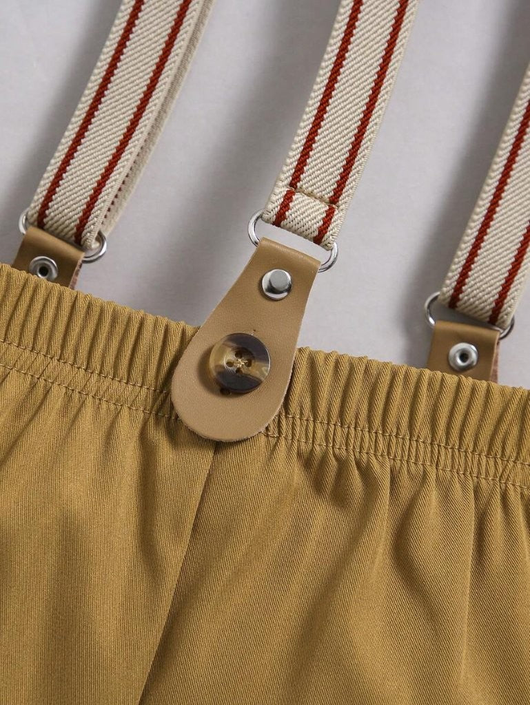Baby 3 Piece Khaki Hanke Pocket Suspender Outfit
