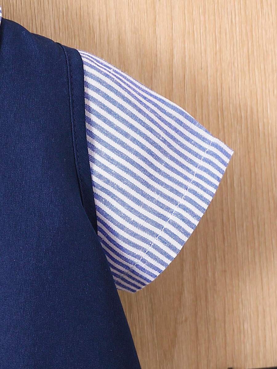 Baby 3 Piece Stripe Bow Tie Shirt, Vest And Shorts Set