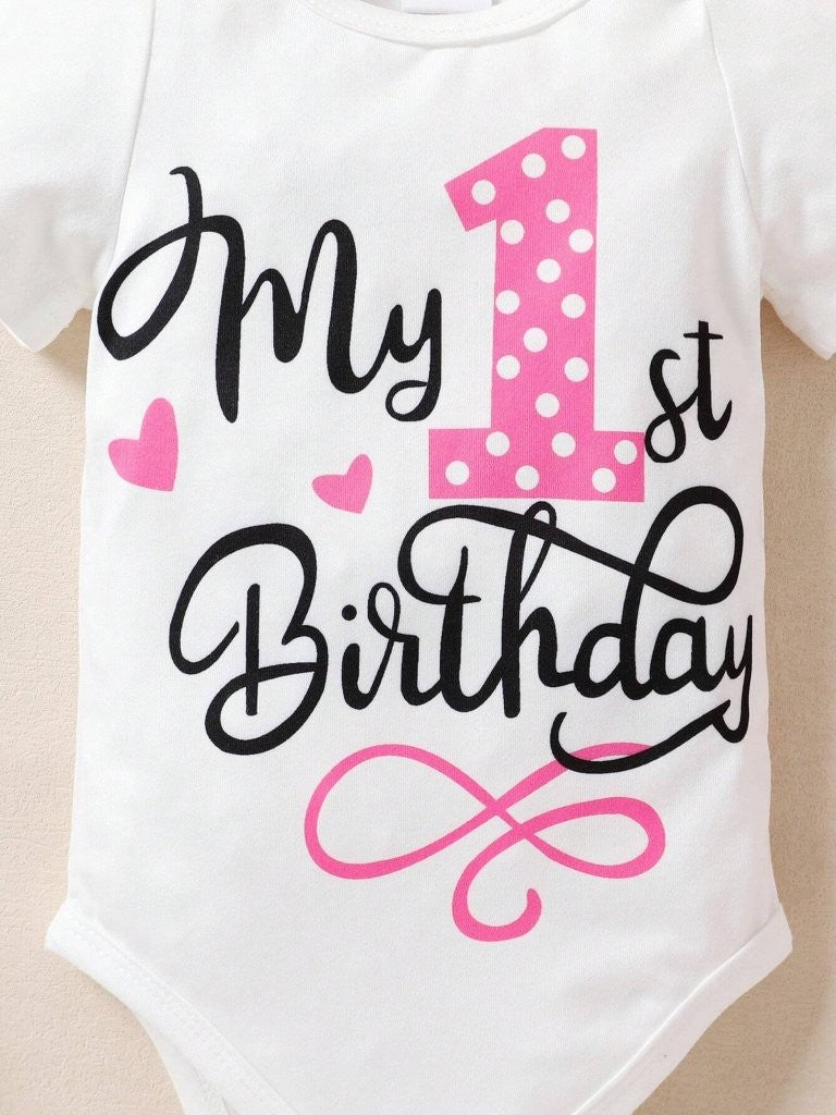 Baby Hot Pink Polka Dot Birthday Outfit Set