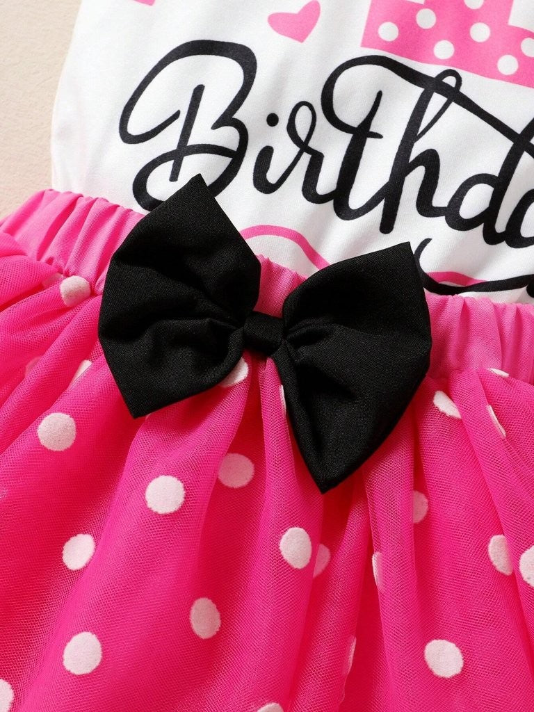 Baby Hot Pink Polka Dot Birthday Outfit Set