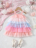 Baby Colourblock Ruffled Mesh Dress